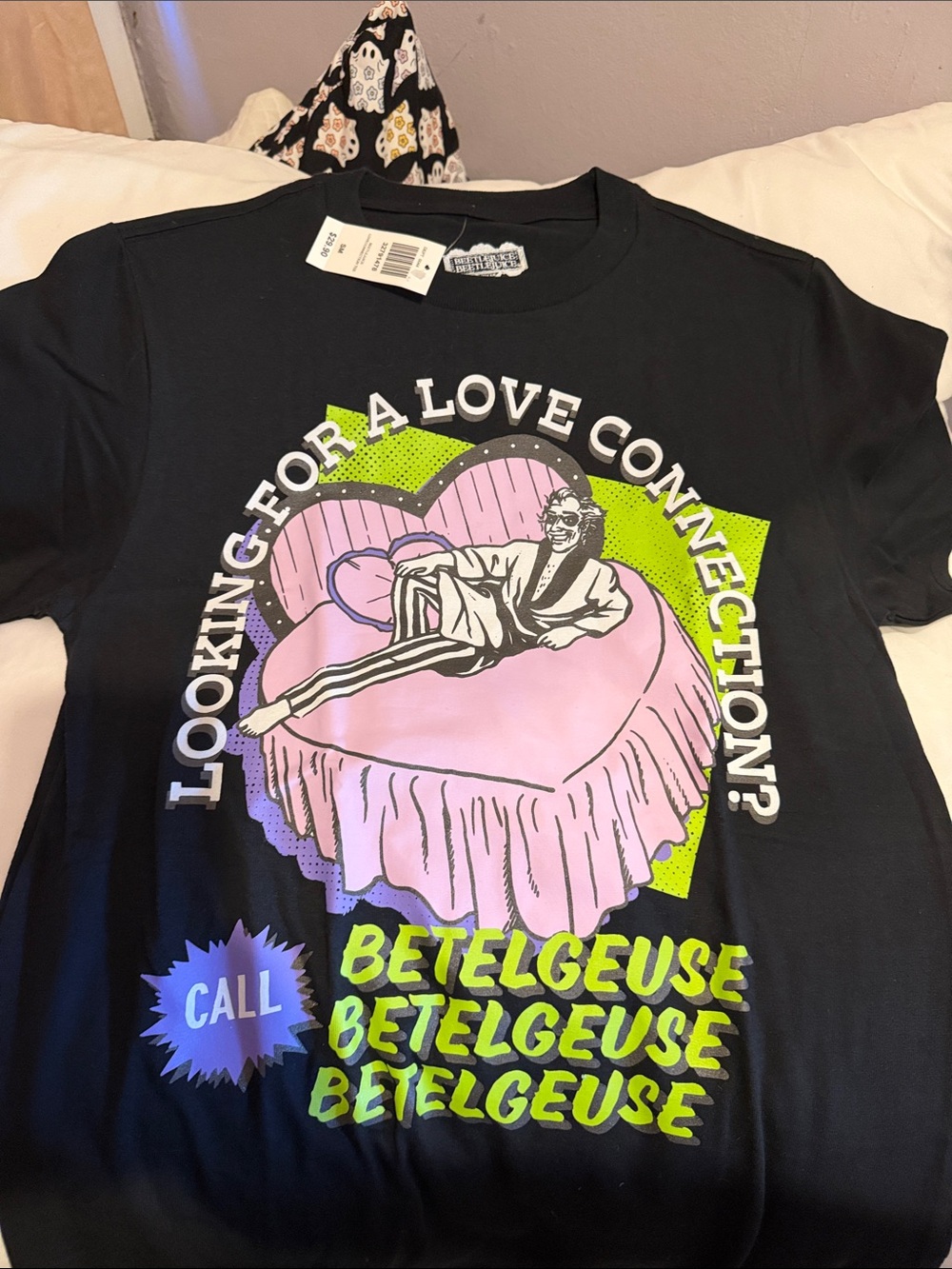 NWT BoxLunch Betelgeuse Graphic Tee - Black with Pink & Neon Green